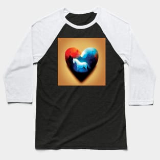 White Horse In a Heart Shape in a colourful abstract style Baseball T-Shirt